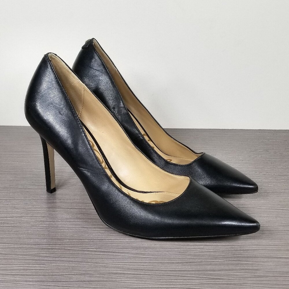 Sam Edelman Black Leather Pointed Toe Stiletto Pumps